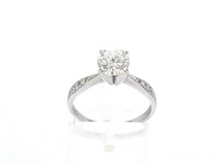 Gouden solitair ring met een 1.00 carat natuurlijke diamant en briljant geslepen diamanten - afbeelding 7 van  11