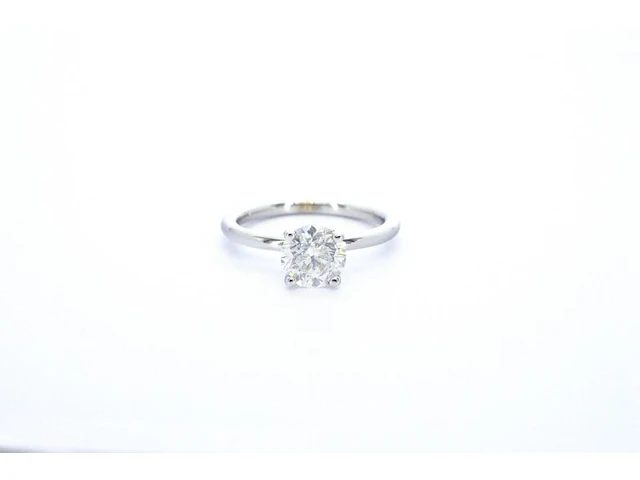 Gouden solitair ring met een briljant geslepen diamant (gecertificeerd) - afbeelding 1 van  10