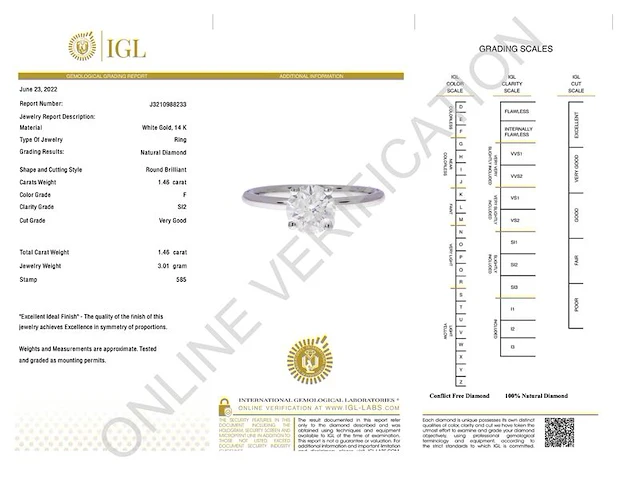 Gouden solitair ring met een briljant geslepen diamant (gecertificeerd) - afbeelding 4 van  10