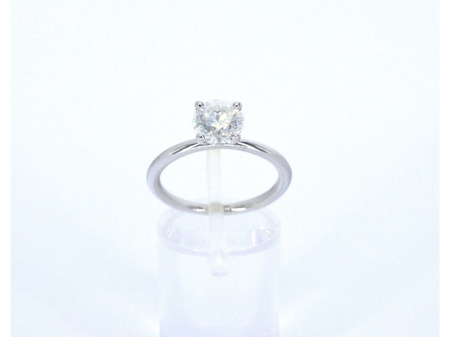 Gouden solitair ring met een briljant geslepen natuurlijke diamant (gecertificeerd) - afbeelding 1 van  6