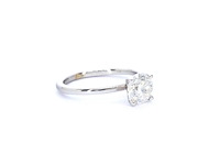 Gouden solitair ring met een briljant geslepen natuurlijke diamant (gecertificeerd) - afbeelding 2 van  6