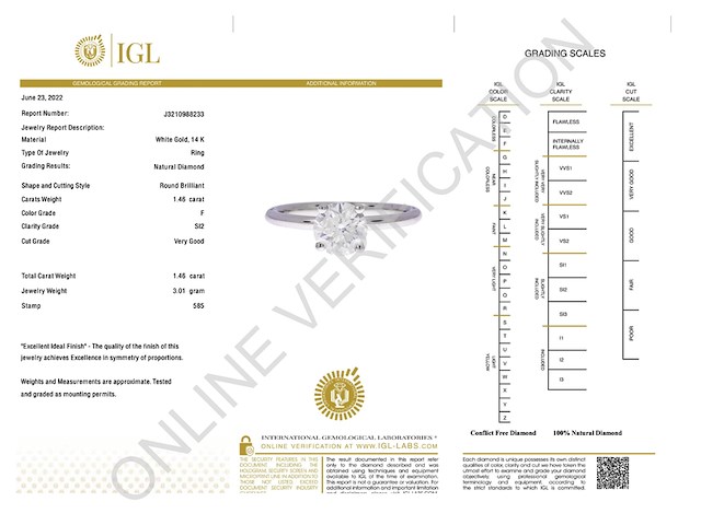 Gouden solitair ring met een briljant geslepen natuurlijke diamant (gecertificeerd) - afbeelding 4 van  6