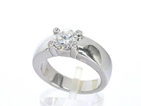 Gouden solitair ring met een grote diamant van 1.20 carat en kleine diamanten - afbeelding 4 van  10
