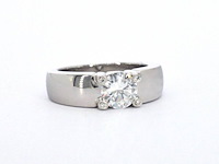 Gouden solitair ring met een grote diamant van 1.20 carat en kleine diamanten - afbeelding 6 van  10