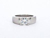 Gouden solitair ring met een grote diamant van 1.20 carat en kleine diamanten - afbeelding 7 van  10