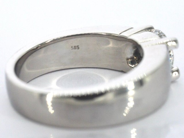 Gouden solitair ring met een grote diamant van 1.20 carat en kleine diamanten - afbeelding 9 van  10