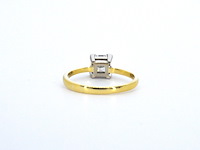 Gouden solitair ring met een grote prinses geslepen natuurlijke diamant - afbeelding 5 van  8