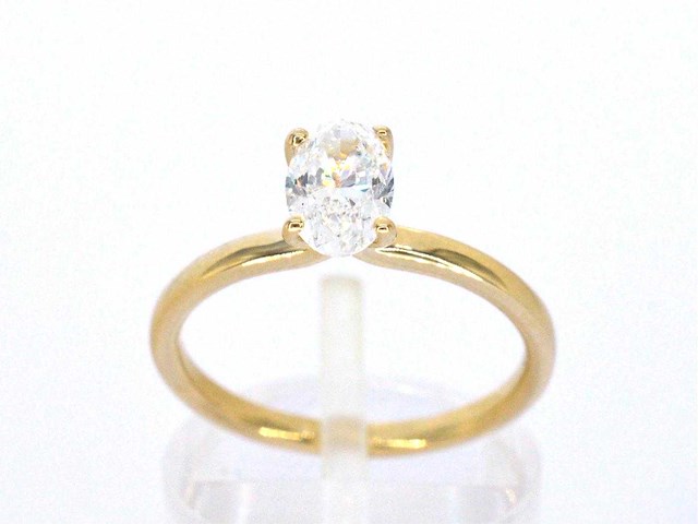 Gouden solitair ring met ovaal geslepen diamant 1.00 carat - afbeelding 1 van  9