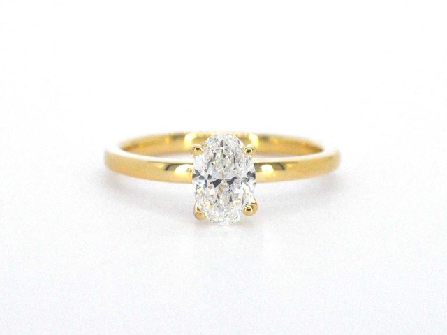 Gouden solitair ring met ovaal geslepen diamant 1.00 carat - afbeelding 7 van  9