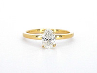 Gouden solitair ring met ovaal geslepen diamant 1.00 carat - afbeelding 7 van  9