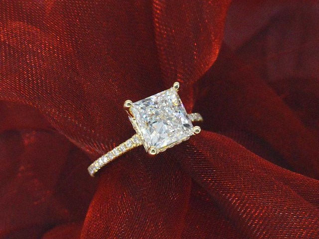 Gouden solitair ring princess 3.00 ct - afbeelding 1 van  14