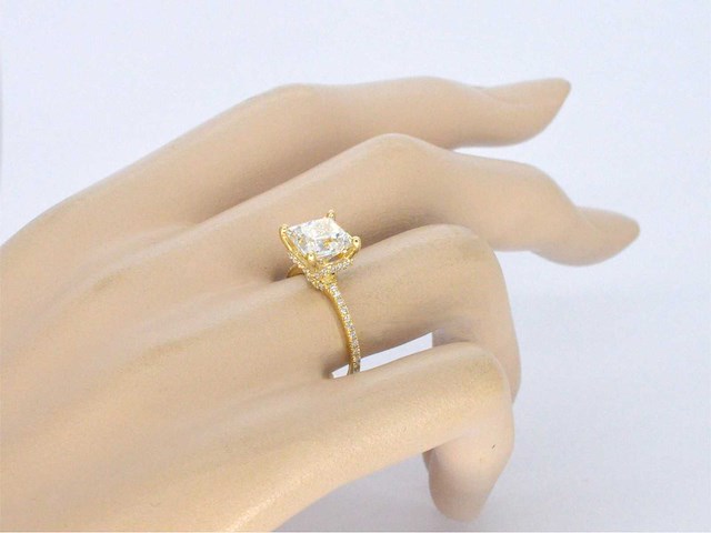 Gouden solitair ring princess 3.00 ct - afbeelding 7 van  14