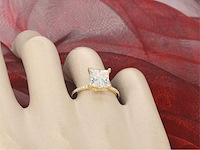 Gouden solitair ring princess 3.00 ct - afbeelding 8 van  14