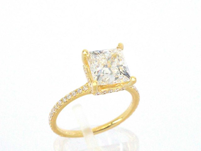 Gouden solitair ring princess 3.00 ct - afbeelding 9 van  14
