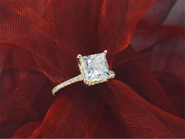 Gouden solitair ring princess 3.00 ct - afbeelding 12 van  14