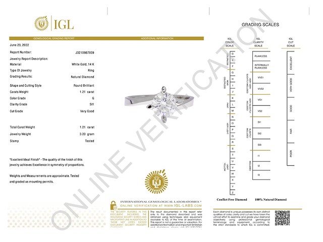 Gouden solitair vierpoots ring met een briljant geslepen natuurlijke diamant (gecertificeerd) - afbeelding 5 van  11