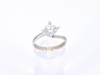 Gouden solitair vierpoots ring met een briljant geslepen natuurlijke diamant (gecertificeerd) - afbeelding 7 van  11