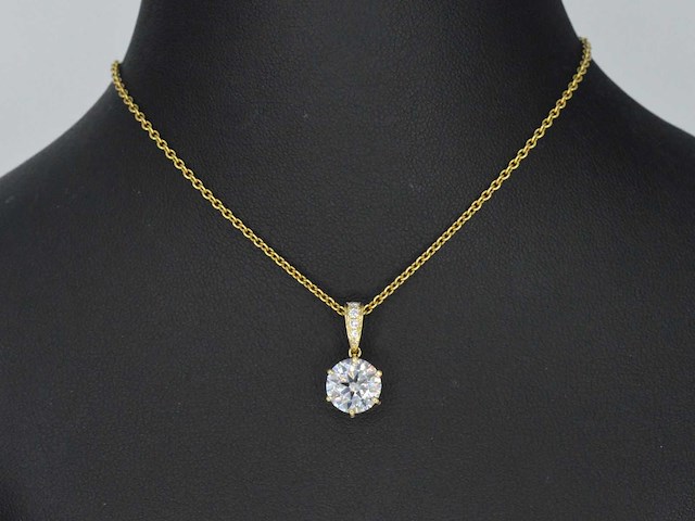 Gouden solitaire hanger met een diamant van 2.00 carat - afbeelding 2 van  7