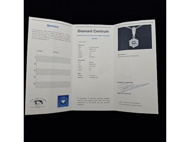 Gouden solitaire hanger met een diamant van 2.00 carat - afbeelding 6 van  6