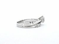 Gouden solitaire ring met aanschuifring en briljant diamanten - afbeelding 1 van  1