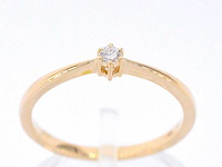 Gouden solitaire ring met briljant geslepen diamant - afbeelding 1 van  9
