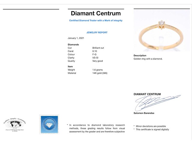 Gouden solitaire ring met briljant geslepen diamant - afbeelding 3 van  9