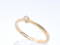 Gouden solitaire ring met briljant geslepen diamant - afbeelding 4 van  9