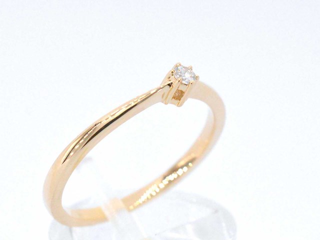 Gouden solitaire ring met briljant geslepen diamant - afbeelding 5 van  9