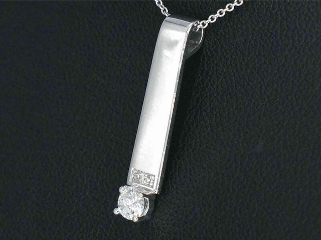 Gouden staaf hanger met natuurlijke diamanten, excl. ketting - afbeelding 1 van  4