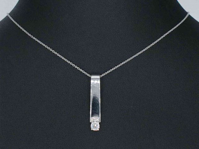 Gouden staaf hanger met natuurlijke diamanten, excl. ketting - afbeelding 2 van  4