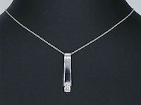 Gouden staaf hanger met natuurlijke diamanten, excl. ketting - afbeelding 2 van  4