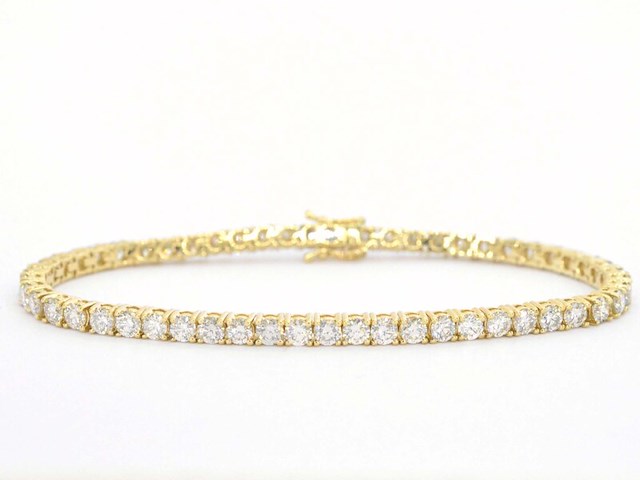Gouden tennis armband met 6.50 carat diamanten - afbeelding 1 van  9