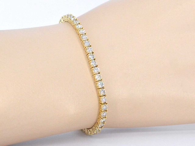 Gouden tennis armband met 6.50 carat diamanten - afbeelding 2 van  9