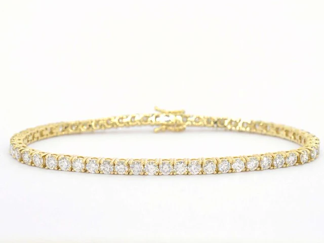 Gouden tennis armband met 6.50 carat diamanten - afbeelding 1 van  7