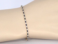 Gouden tennis armband met diamanten en saffieren - afbeelding 2 van  9