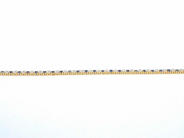 Gouden tennis armband met diamanten en saffieren - afbeelding 6 van  9