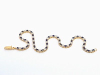 Gouden tennis armband met diamanten en saffieren - afbeelding 8 van  10