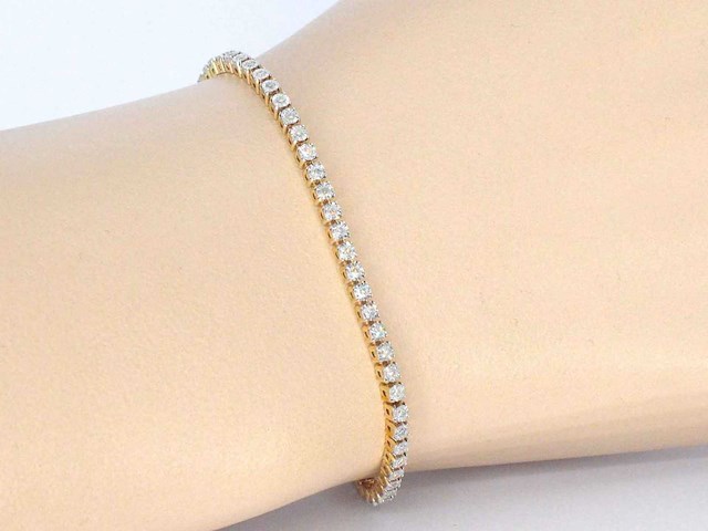 Gouden tennis armband met natuurlijke diamanten - afbeelding 2 van  7