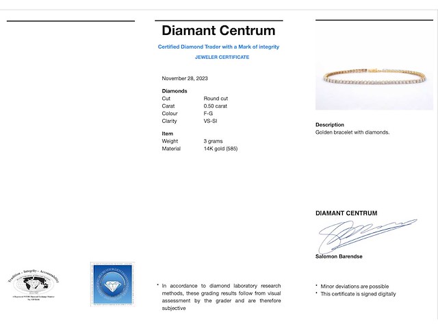 Gouden tennis armband met natuurlijke diamanten - afbeelding 3 van  7