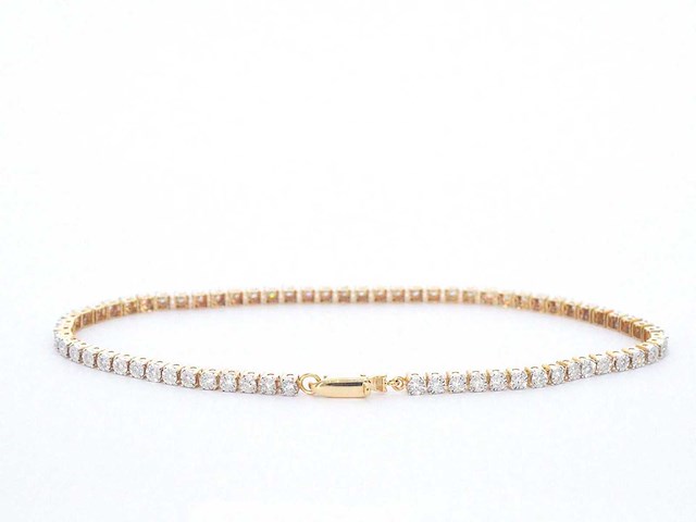 Gouden tennis armband met natuurlijke diamanten - afbeelding 4 van  7