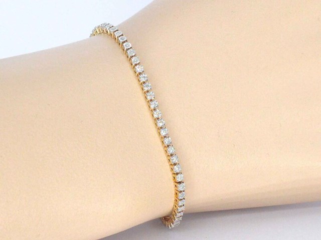 Gouden tennis armband met natuurlijke diamanten - afbeelding 2 van  8