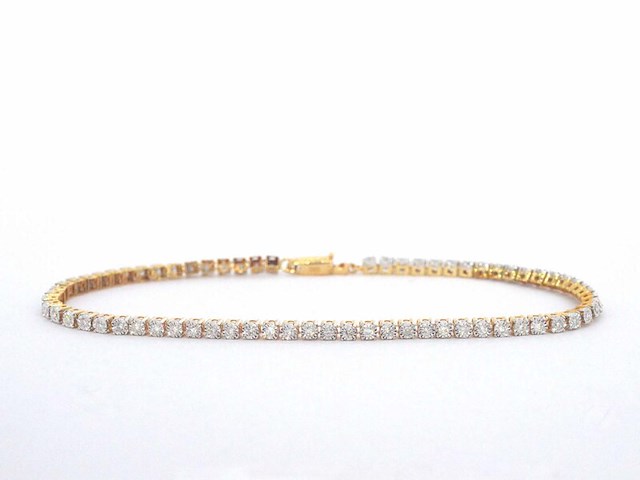 Gouden tennis armband met natuurlijke diamanten - afbeelding 1 van  8