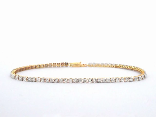 Gouden tennis armband met natuurlijke diamanten - afbeelding 1 van  8