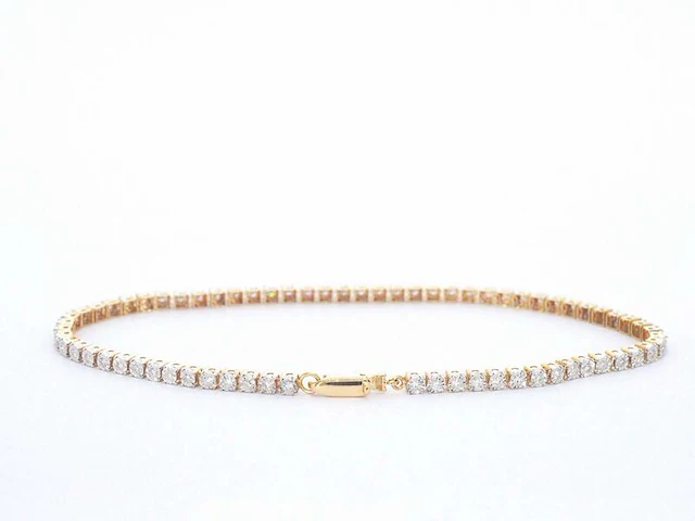 Gouden tennis armband met natuurlijke diamanten - afbeelding 3 van  8