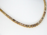 Gouden tennis collier met champagne en cognac diamanten - afbeelding 2 van  14