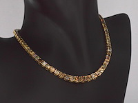 Gouden tennis collier met champagne en cognac diamanten