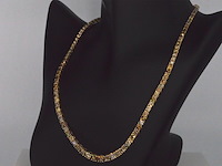 Gouden tennis collier met champagne en cognac diamanten - afbeelding 7 van  14
