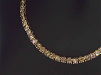Gouden tennis collier met champagne en natuurlijke cognac diamanten - afbeelding 7 van  13
