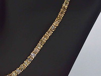 Gouden tennis collier met champagne en natuurlijke cognac diamanten - afbeelding 8 van  13