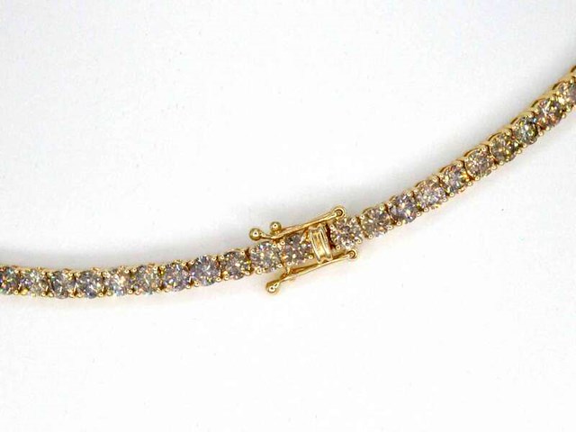 Gouden tennis collier met champagne en natuurlijke cognac diamanten - afbeelding 13 van  13